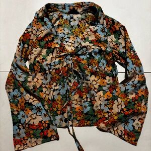 wednesdays girl floral tie front blouse